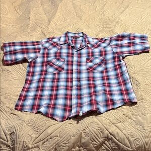 Vintage Large Plains Pearl Snap Western Shirt Excellent Shape